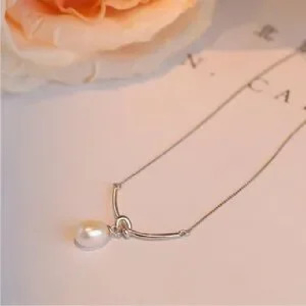 Anthropologie Silver Necklace with Pearl Pendant
